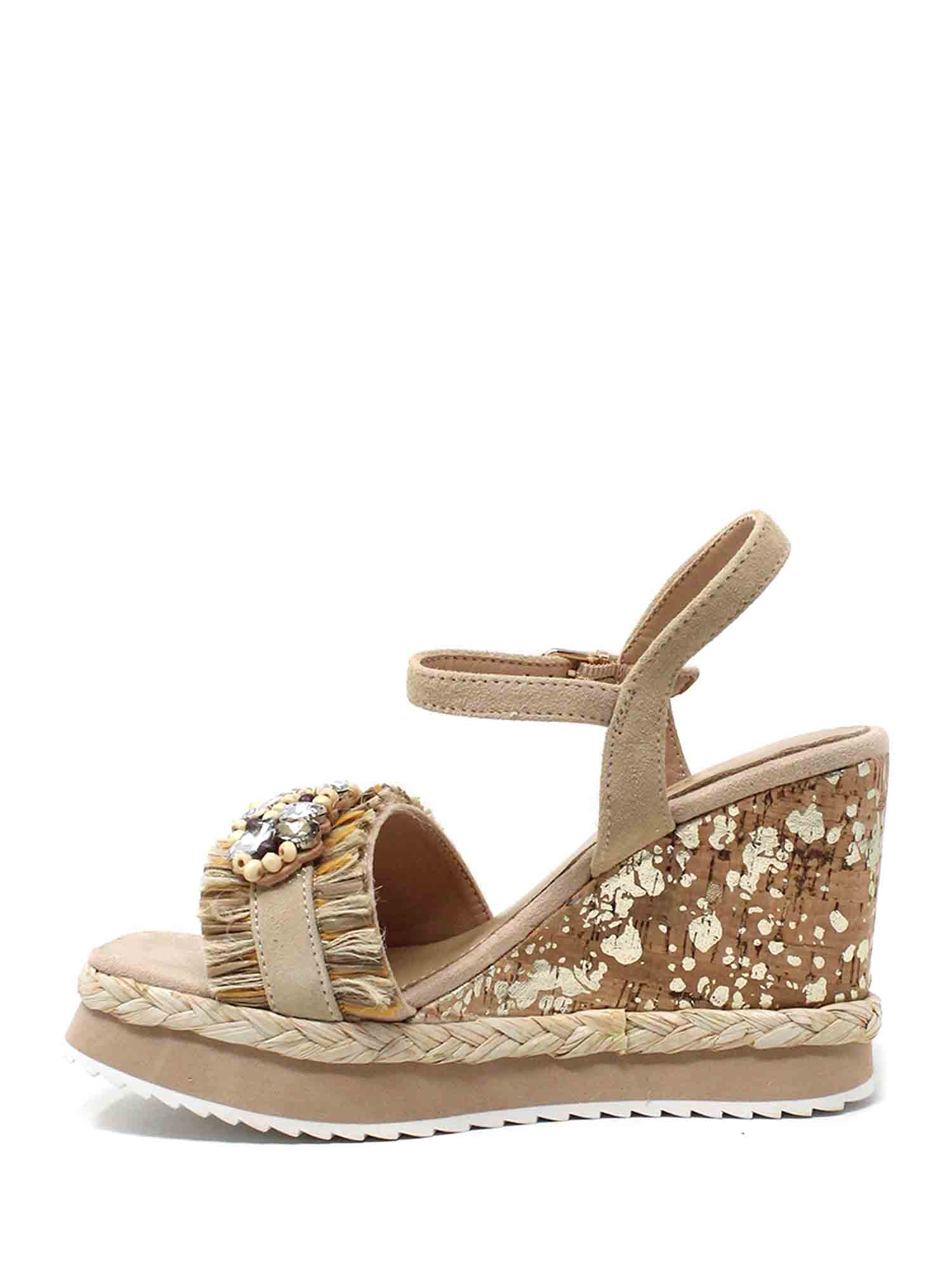 Sandali zeppa Beige Cafenoir