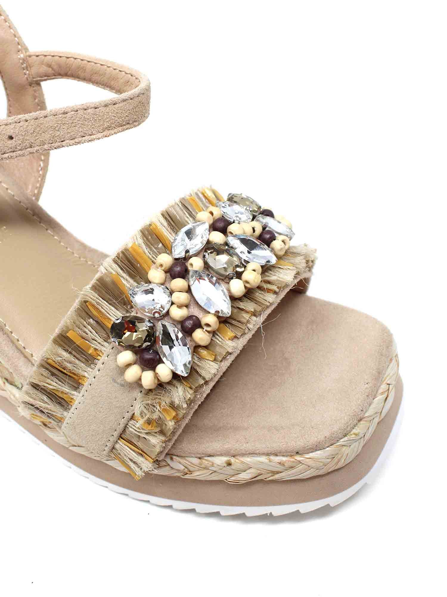 Sandali zeppa Beige Cafenoir