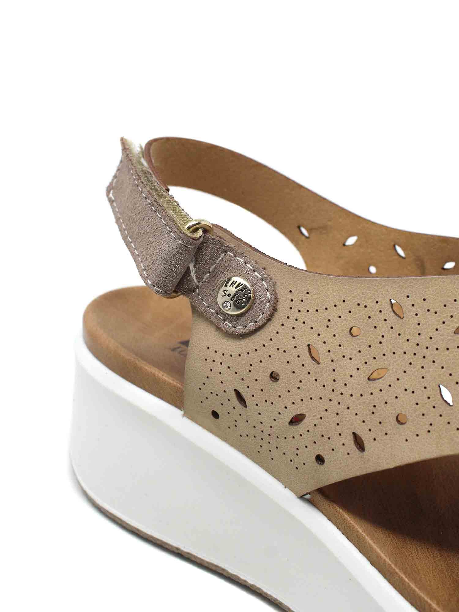 Sandali zeppa Beige Enval