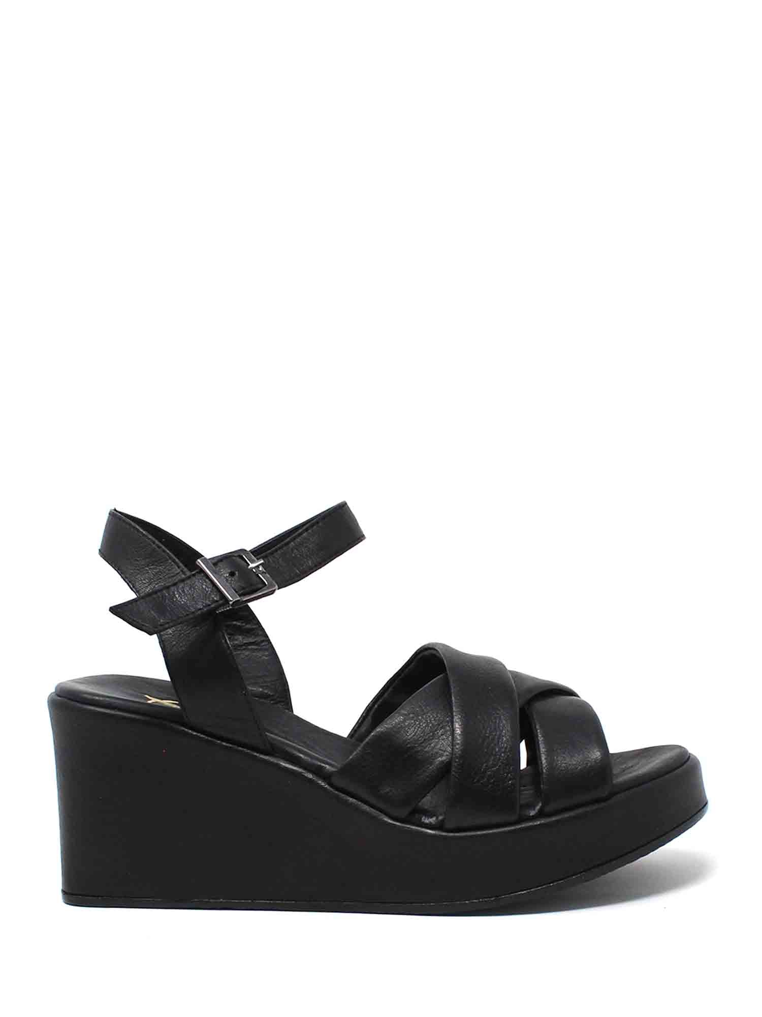 Sandali zeppa Nero Grace Shoes