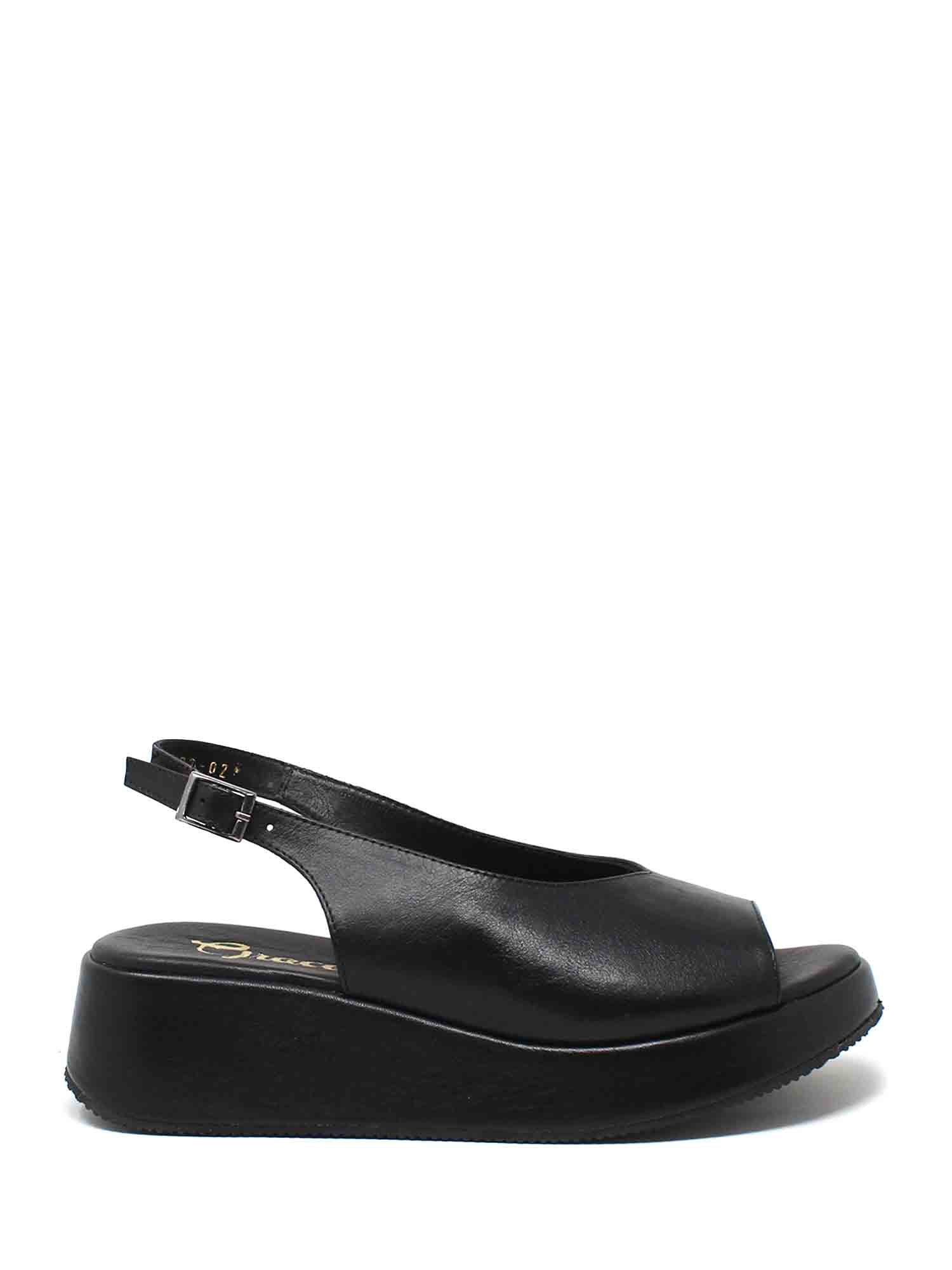 Sandali zeppa Nero Grace Shoes