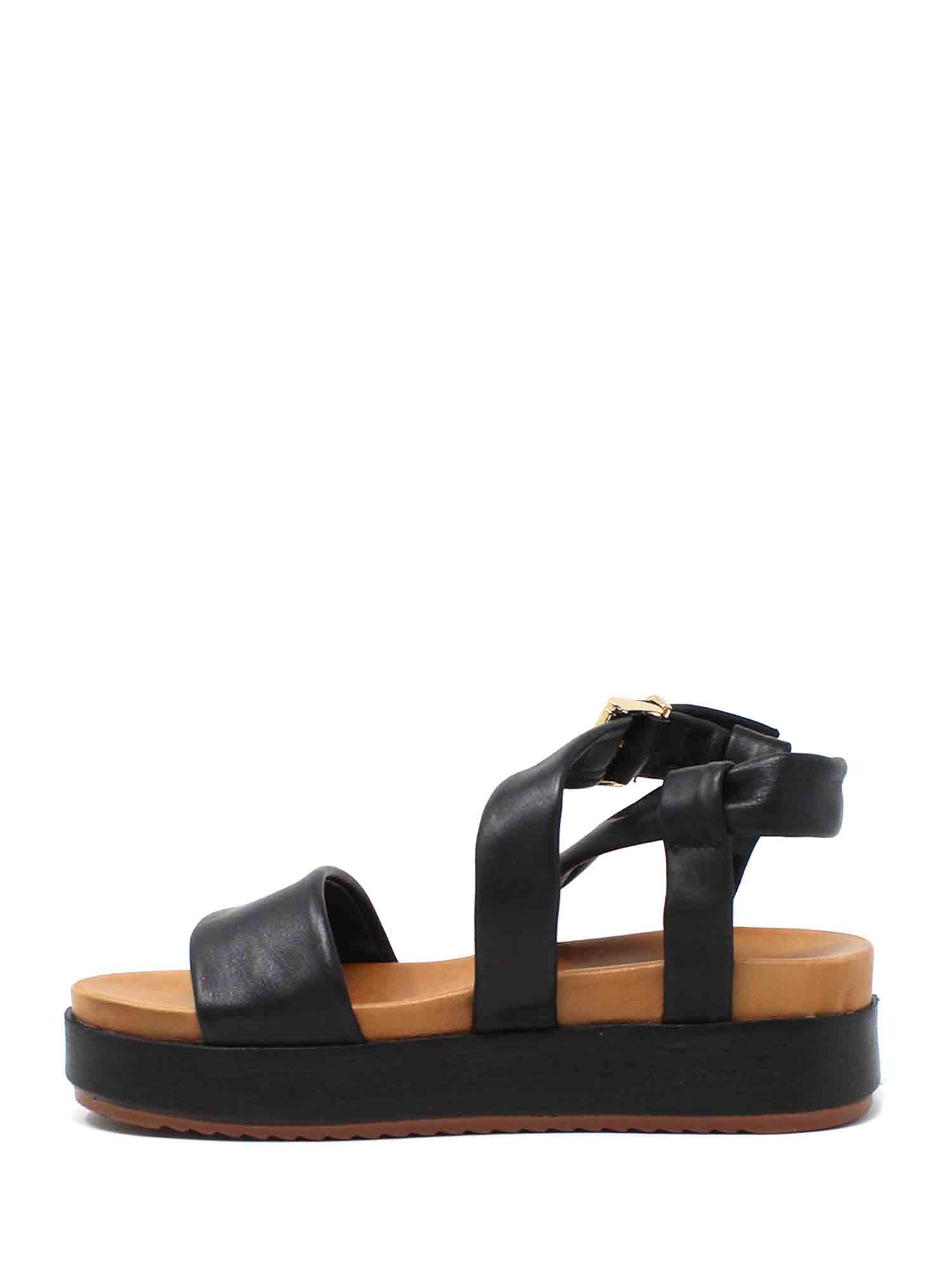 Sandali zeppa Nero Grace Shoes
