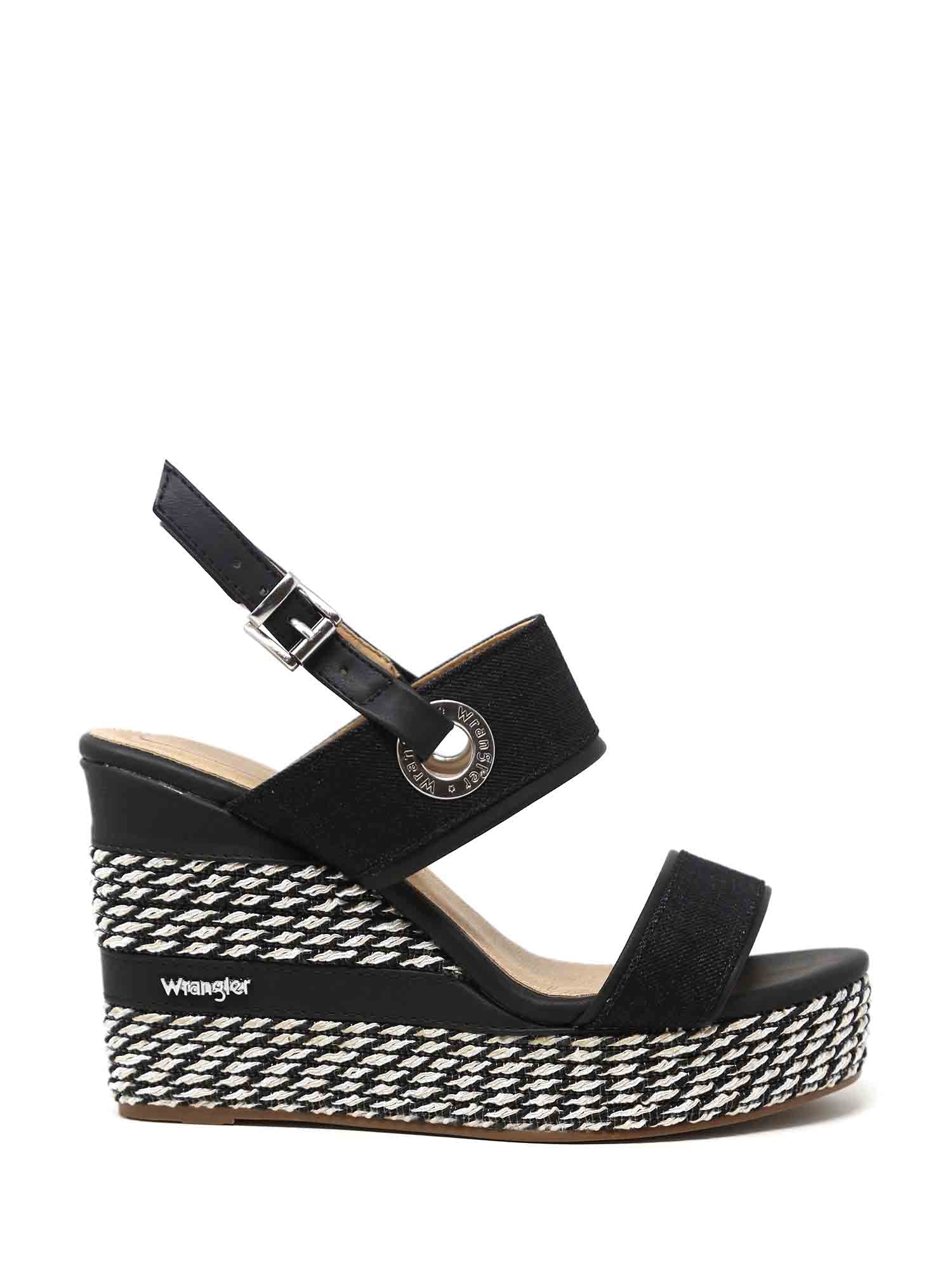 Sandali zeppa Nero Wrangler