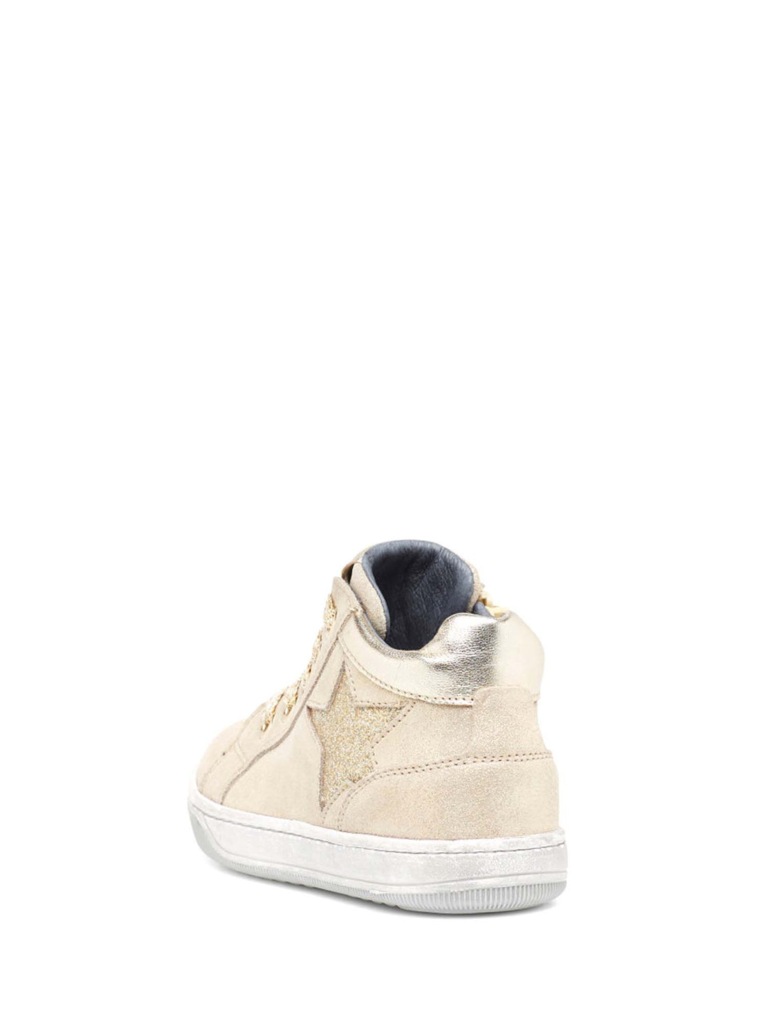 Sneakers Alla Caviglia In Pelle NATURINO, Con Decorazioni A Stella E Glitter, Chiusura Con Lacci E Zip Interna - Suola In Gomma