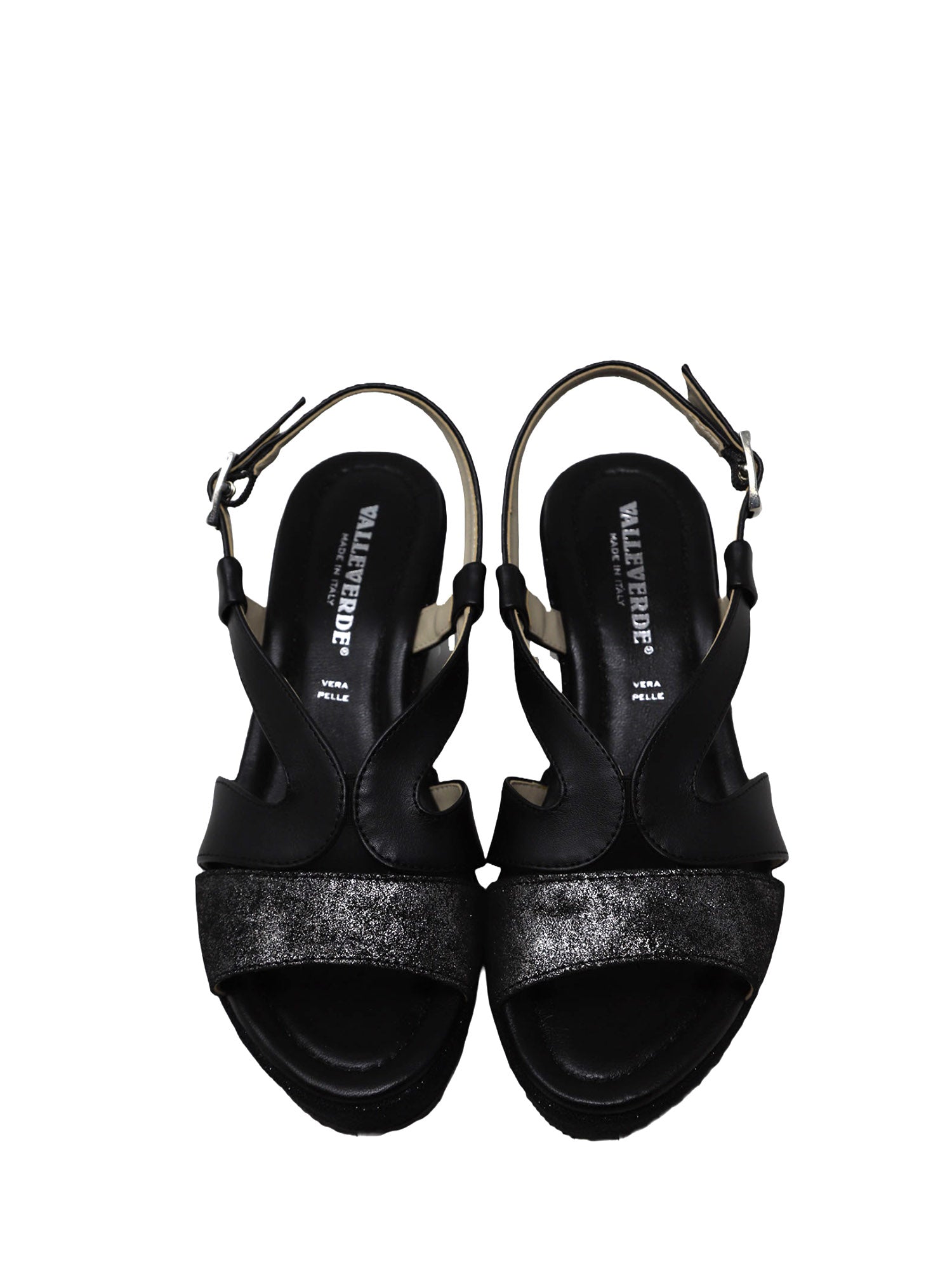 Sandali zeppa Nero Valleverde