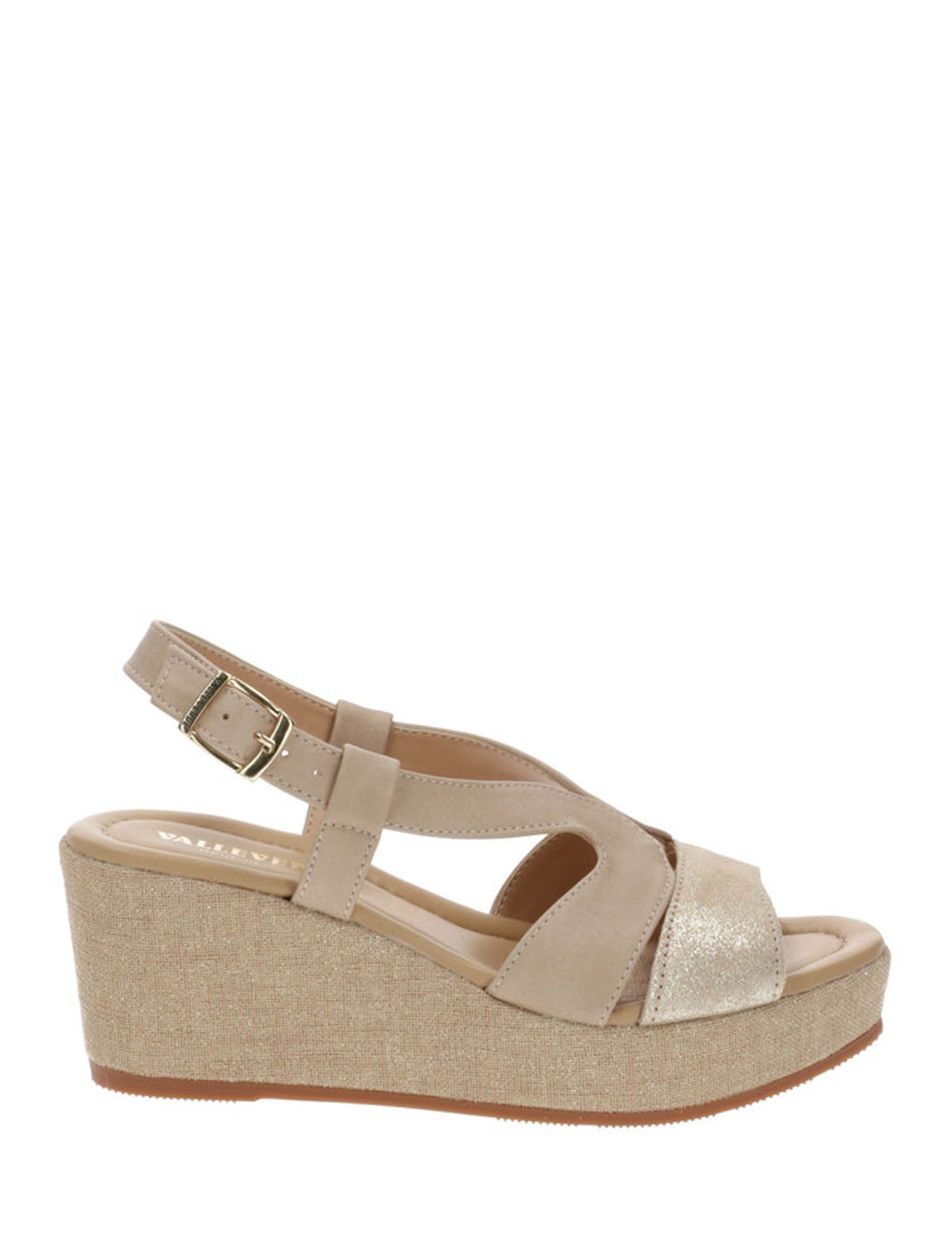 Sandali zeppa Beige Oro Valleverde
