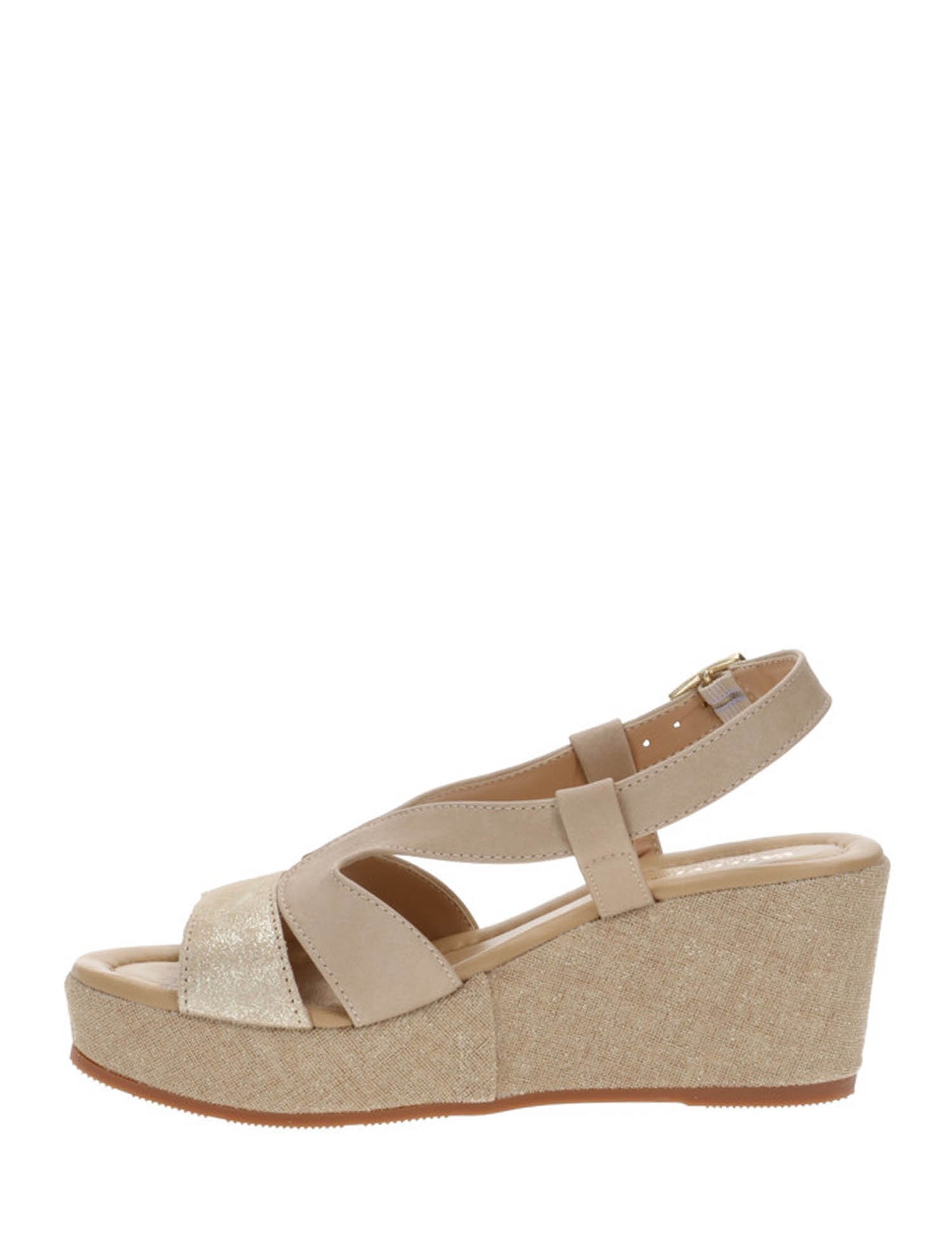 Sandali zeppa Beige Oro Valleverde