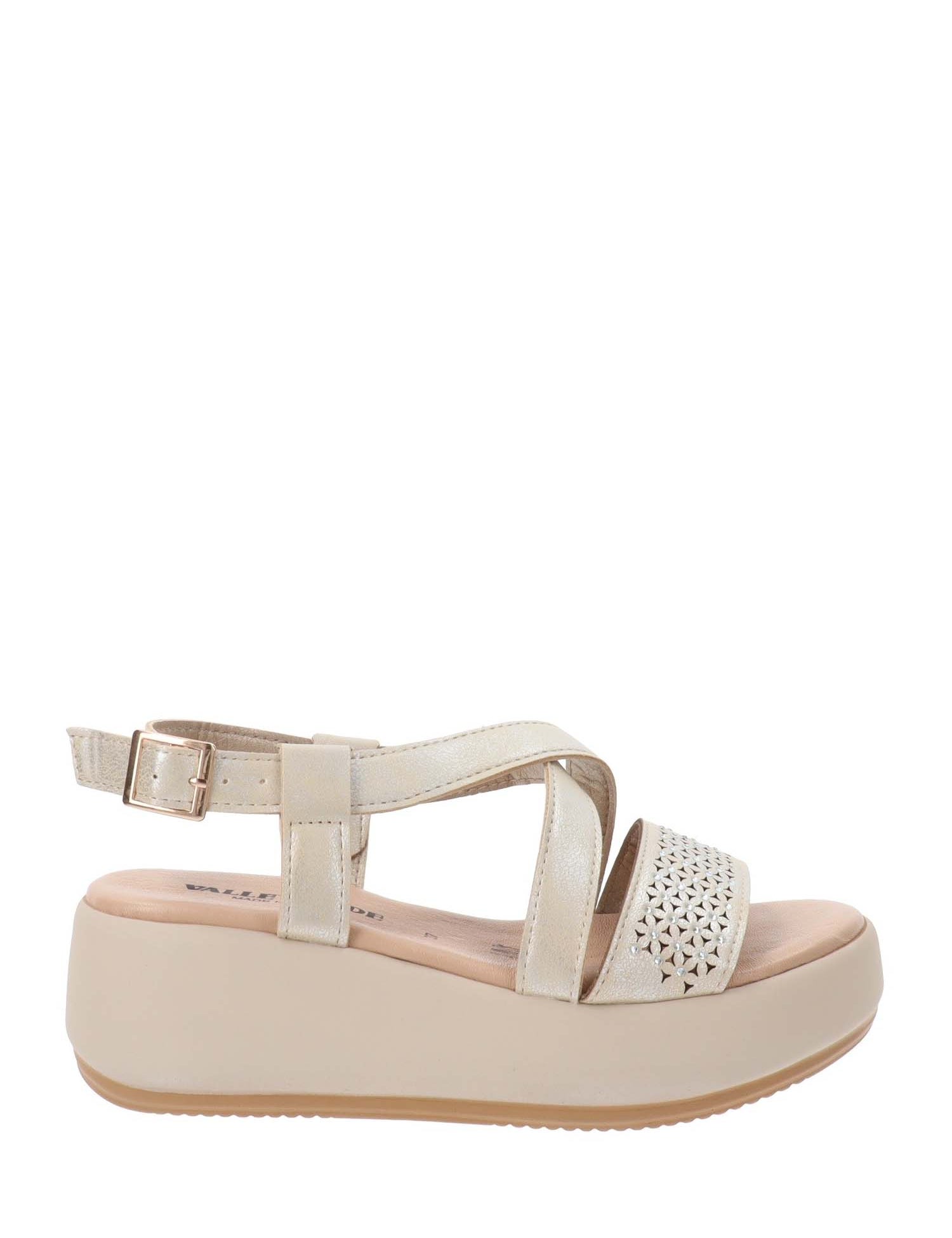 Sandali zeppa Beige Valleverde