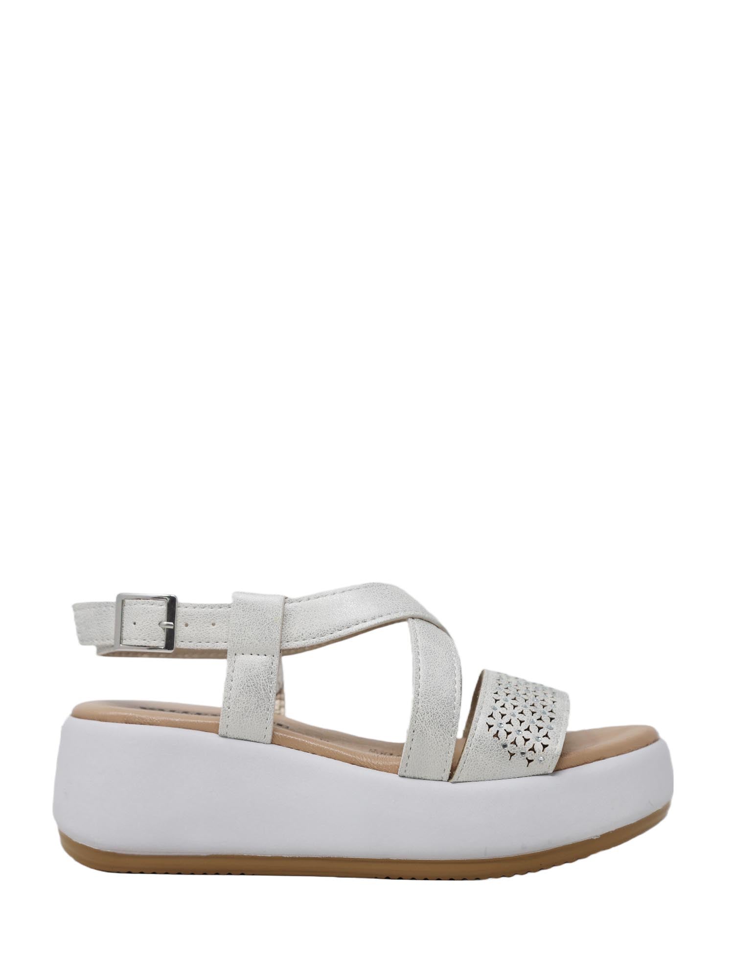 Sandali zeppa Bianco Valleverde