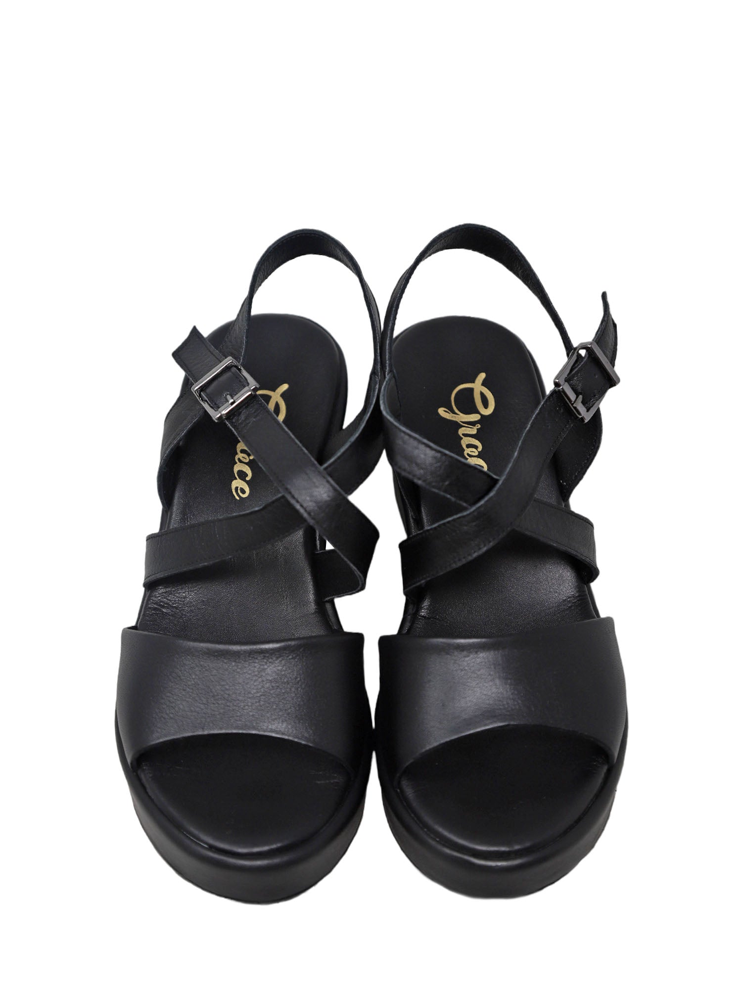 Sandali zeppa Nero Grace Shoes