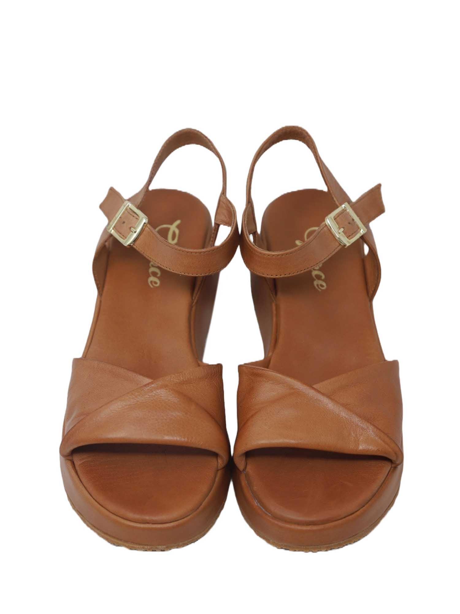 Sandali zeppa Marrone Grace Shoes