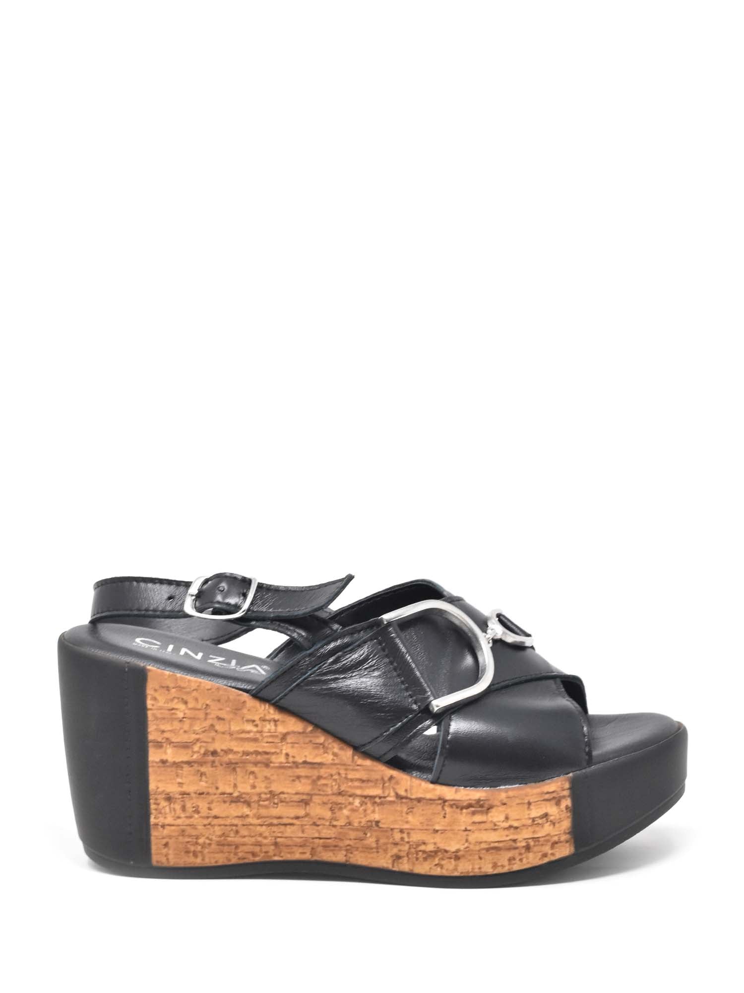 Sandali zeppa Nero Cinzia Soft